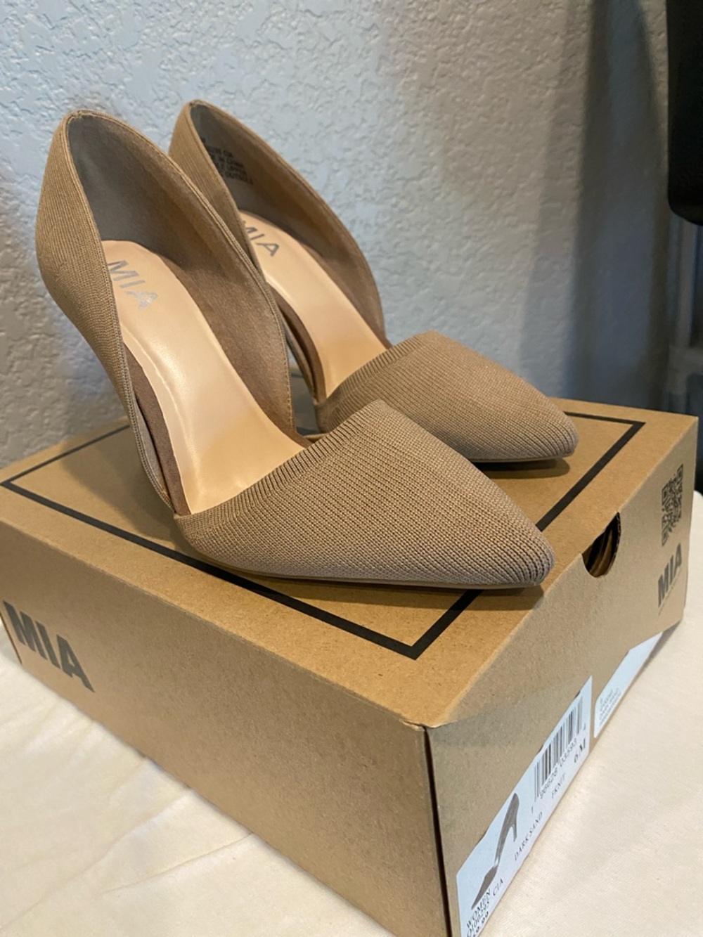 MIA Pointed Toe D'Orsay Heels in Taupe